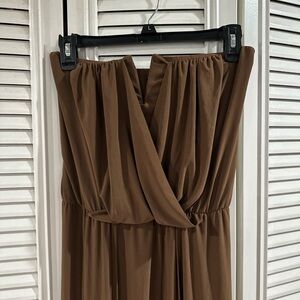 Elegant Brown Strapless Dress